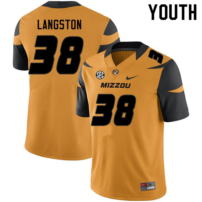 Youth #38 Ben Langston Missouri Tigers College Football Jerseys Sale-Yellow